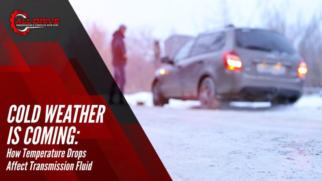 Car pulled over on an icy winter road — how cold weather affects transmission fluid